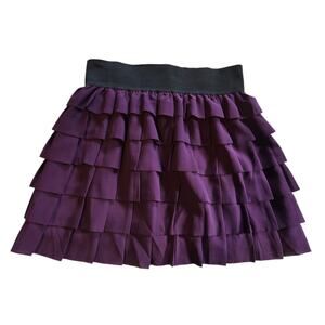 Anthropologie Floreat Tiered Mini Skirt Womens SM Purple Whimsigoth Grunge Goth